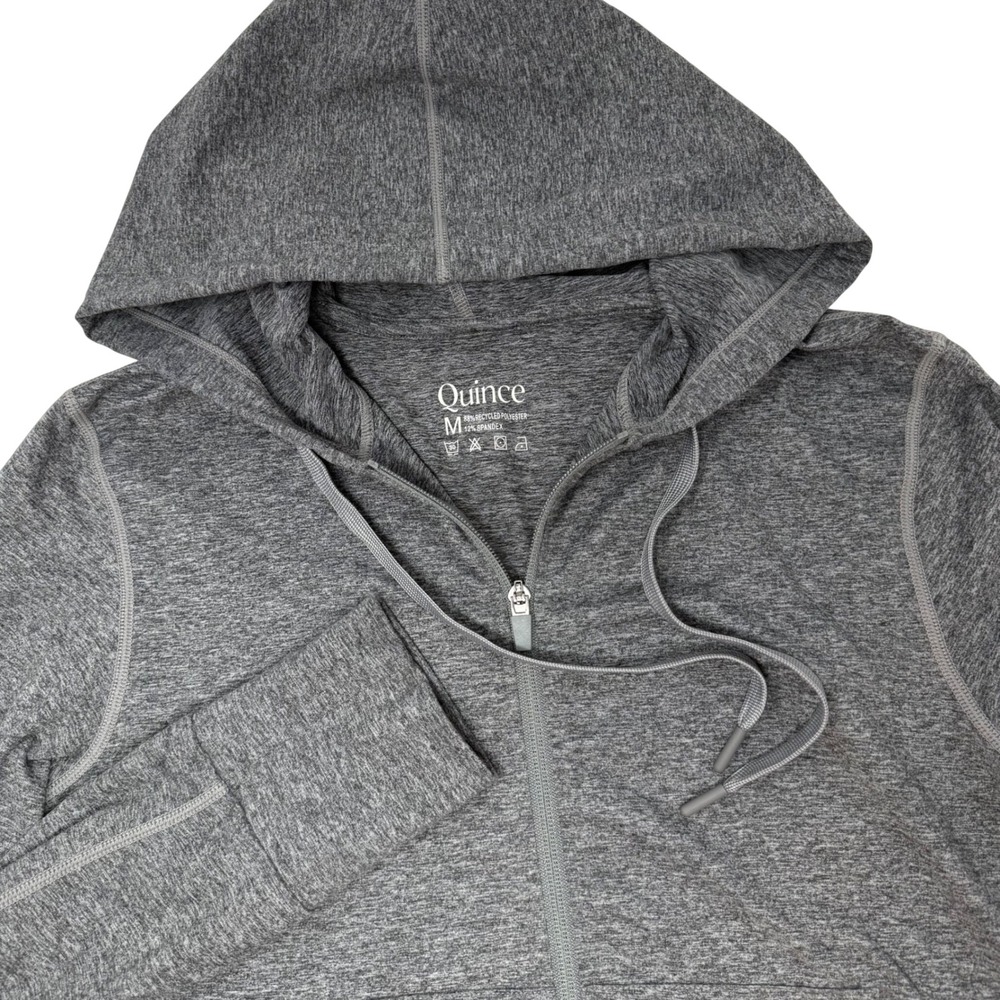 Quince Womens Medium Heather Gray Full Zip Hoodie Activewear Sweatshirt